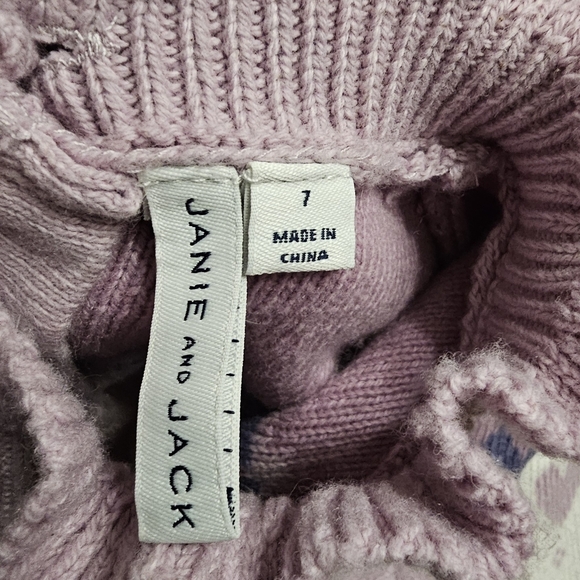 Janie And Jack Cream And Sugar Fair Isle Heart Ruffle Sweater Size 7 - Picture 3 of 10